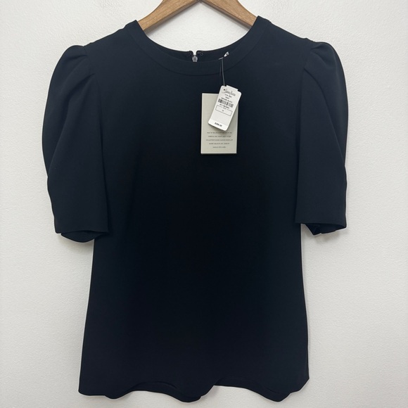 A.L.C West Puff Sleeve Crepe Top Black - Picture 2 of 6